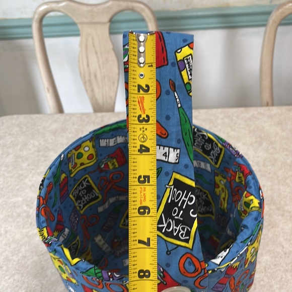 HANDMADE BACK TO SCHOOL FABRIC PRINT COLLAPSIBLE BASKET OR BAG - Picture 7 of 7